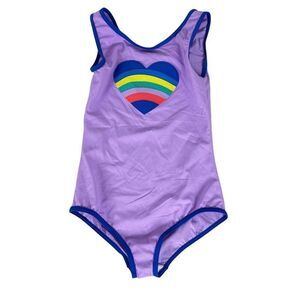Boden Girls Rainbow Heart One-Piece Swimsuit size 11-12 NEW